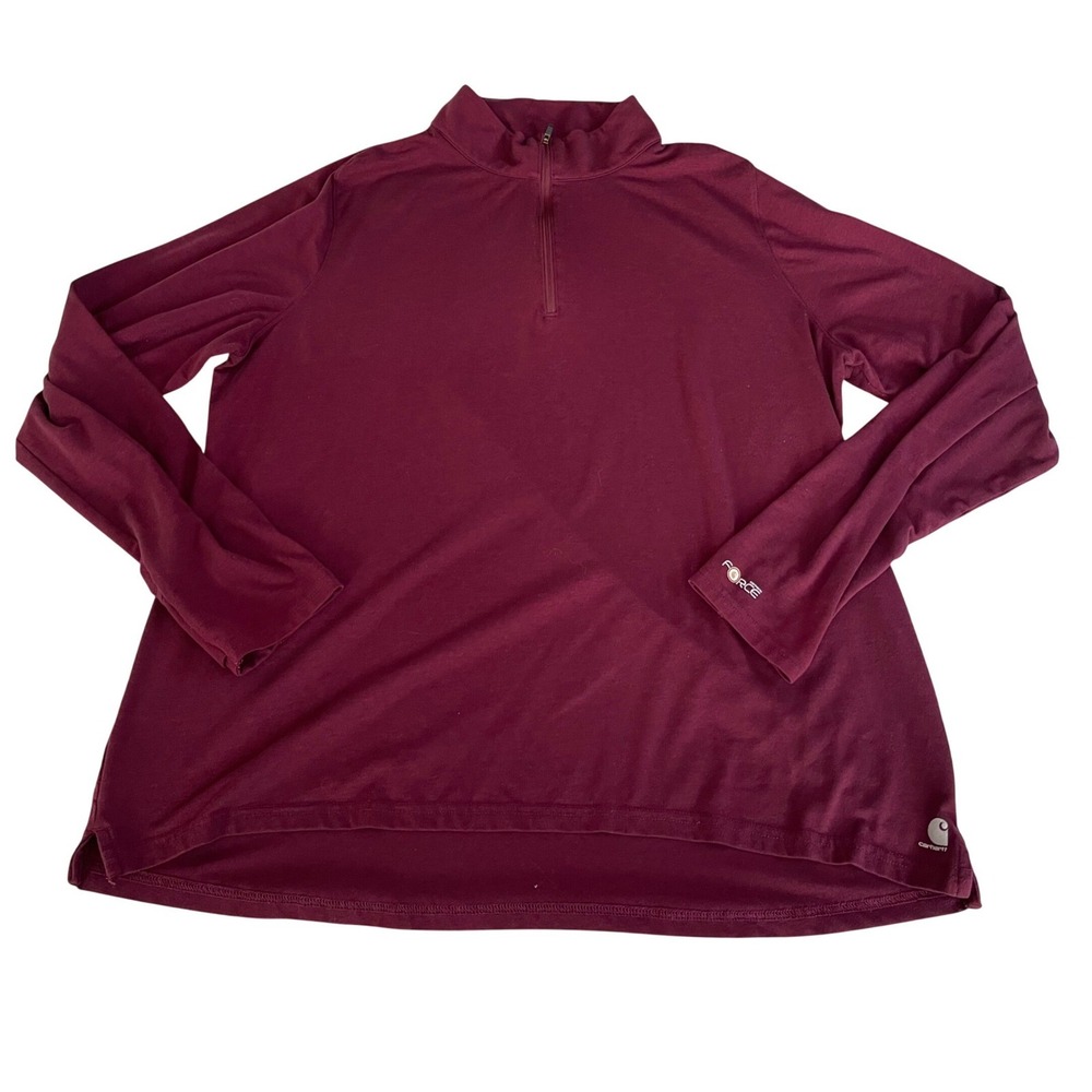 Carhartt Force Womens XXL Burgundy Quarter Zip Pullover Thumbhole Shirt